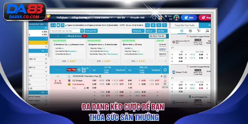 Đa dạng kèo cược để bạn thỏa sức săn thưởng